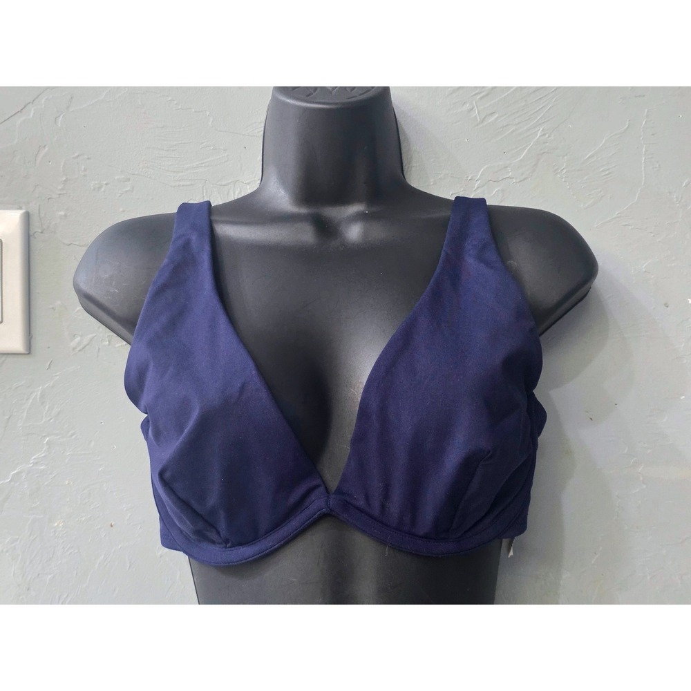 Athleta Navy Blue Underwire Bikini Top Adjustable Straps 34 D/DD